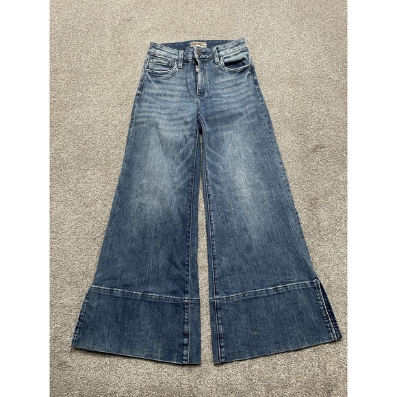 Kut From The Kloth Jeans Womens 00 Blue Goldie Super Flare Mid Rise Distressed - Picture 1 of 13